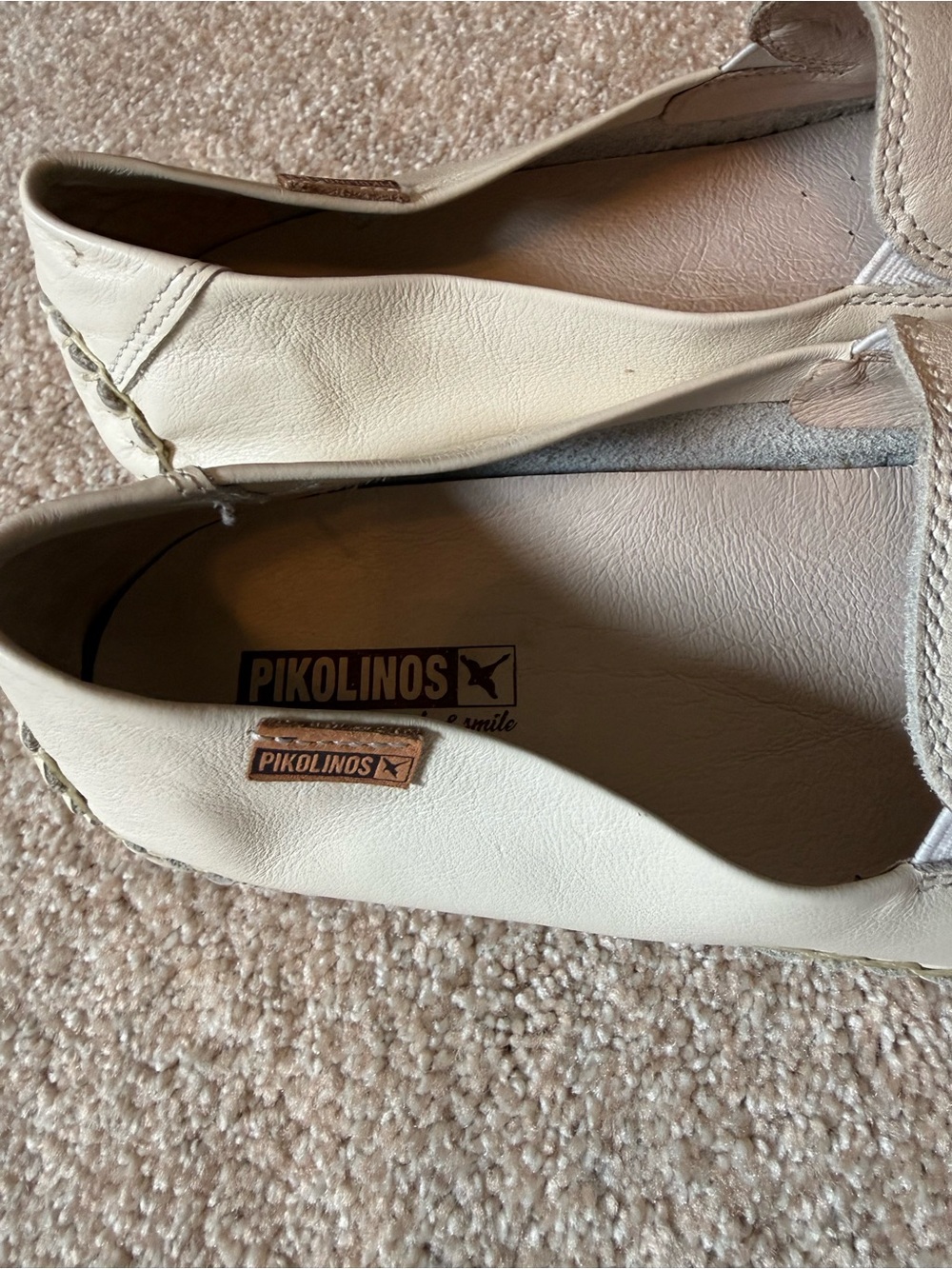 Pikolinos Cream Leather Slip-On driving Loafers - Picture 2 of 9